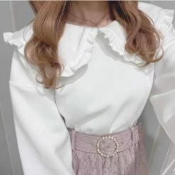 EverythingCuteClub Ruffle Collar Puff Sleeve Tops