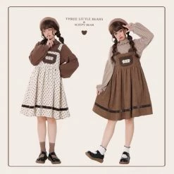 EverythingCuteClub Dress + Rompers Pre-order 3 Little Bears 2021Fw Strap Dress