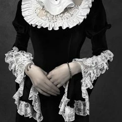 EverythingCuteClub Dark Gothic Mid Century Vampire Night Dress Lace And Black Velvet Mermaid Dress