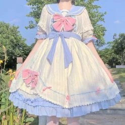 EverythingCuteClub Dress + Rompers Baby Blue Little Sailor Lolita Dress One Piece