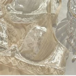 EverythingCuteClub Lingerie + Panties + Sleepwear + Socks Velvet White Rose Bralette 12 EverythingCuteClub Lingerie + Panties + Sleepwear + Socks Velvet White Rose Bralette