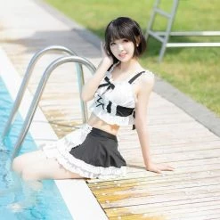 EverythingCuteClub Black White Swimsuit
