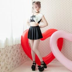 EverythingCuteClub Top Cross Sailor Collar Swimsuit Set