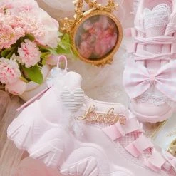 EverythingCuteClub Sweet Lolita Pink Sneakers Handcrafted