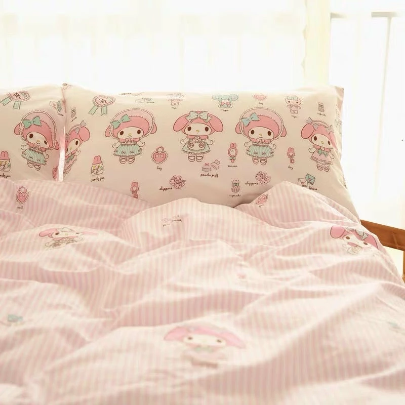 EverythingCuteClub My Melody Pink Bed Linen Duvet Cover Bed Sheet And Pillow Case Bed Linen / Bedding Sets 3 EverythingCuteClub My Melody Pink Bed Linen Duvet Cover Bed Sheet And Pillow Case Bed Linen / Bedding Sets