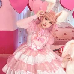 EverythingCuteClub, Creamycuteipie Dress + Rompers Sweet Rabbit Peach Bunny Lolita Dress