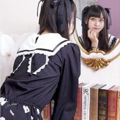 EverythingCuteClub My Melody / Cinnamoroll / Kuromi Navy Collar Rabbit Ear Dress