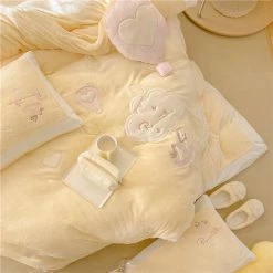 EverythingCuteClub Bed Linen / Bedding Sets Cream Yellow / Baby Blue/ Baby Pink Merry Go Round Carousel Bedding Set Duvet Cover Bed Sheet Pillow Cases