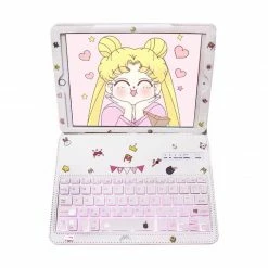 EverythingCuteClub Keyboard+Headphones +Mouses Updated Ipad Bluetooth Keyboard + Ipad Case (white/Pink)
