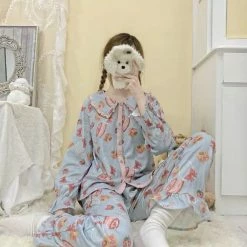 EverythingCuteClub Short Cake Pattern Pyjamas Pajamas Dress/ Pyjamas Set