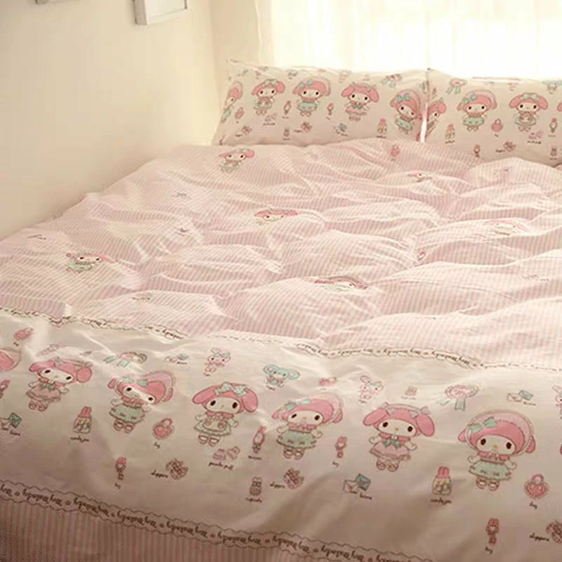 EverythingCuteClub My Melody Pink Bed Linen Duvet Cover Bed Sheet And Pillow Case Bed Linen / Bedding Sets 4 EverythingCuteClub My Melody Pink Bed Linen Duvet Cover Bed Sheet And Pillow Case Bed Linen / Bedding Sets
