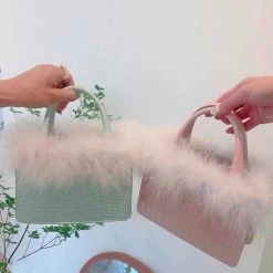 Koki, Everythingcuteclub Crocodile Print With Fur Girly Mini Handbag Accessories