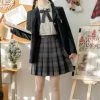 EverythingCuteClub Bottom Plus Size Pleated Skirt Paid Skirt Morning Night Premium Japan Uniform Style Skirt