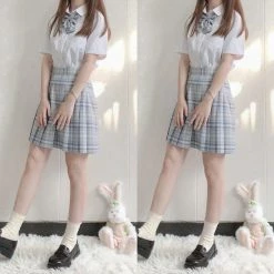 EverythingCuteClub Bottom Sea Salt White Tea Skirt Plaid Pleated Jk Skirt 9 EverythingCuteClub Bottom Sea Salt White Tea Skirt Plaid Pleated Jk Skirt