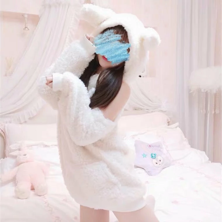 EverythingCuteClub Top White Bunny Pull Over Hoodie 4 EverythingCuteClub Top White Bunny Pull Over Hoodie