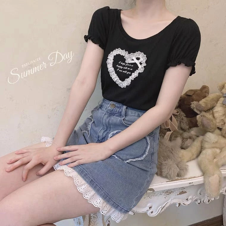 EverythingCuteClub Lace Heart T-shirt 4 EverythingCuteClub Lace Heart T-shirt