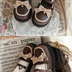 EverythingCuteClub Cats’ Tea Party Lolita Shoes Round Toes