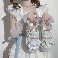 EverythingCuteClub Wishful Star Lolita Shoes Laser Patent Leather Platform Shoes