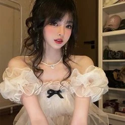 EverythingCuteClub Top Puff Cloud Off-shoulder Blouse