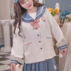 EverythingCuteClub Plus Kawaii Plus Size Snowwhite Rabbit JK Uniform Style Top