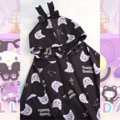 EverythingCuteClub Cat Head Harajuku Fashion Cross Hoodie Jacket