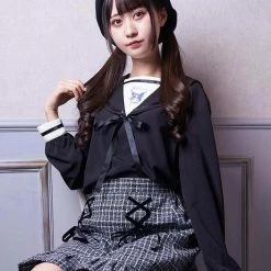 EverythingCuteClub My Melody Kuromi Navy Blouse Shirt Top