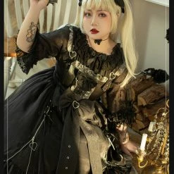EverythingCuteClub Plus Size Goth Lolita Metal Heart Dress