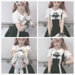 EverythingCuteClub Top Double Layer Doll Collar Short Sleeves Shirt
