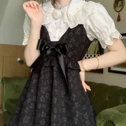 EverythingCuteClub Black Little Flower Slip Dress Petit Girl