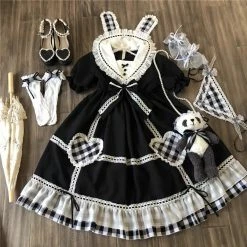 EverythingCuteClub Loveheart Rabbit Casual Lolita One-piece Dress Dress + Rompers