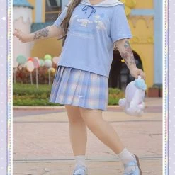 EverythingCuteClub Plus Size More Kawaii Pre-order Sanrio Character T-shirt Navy Collar