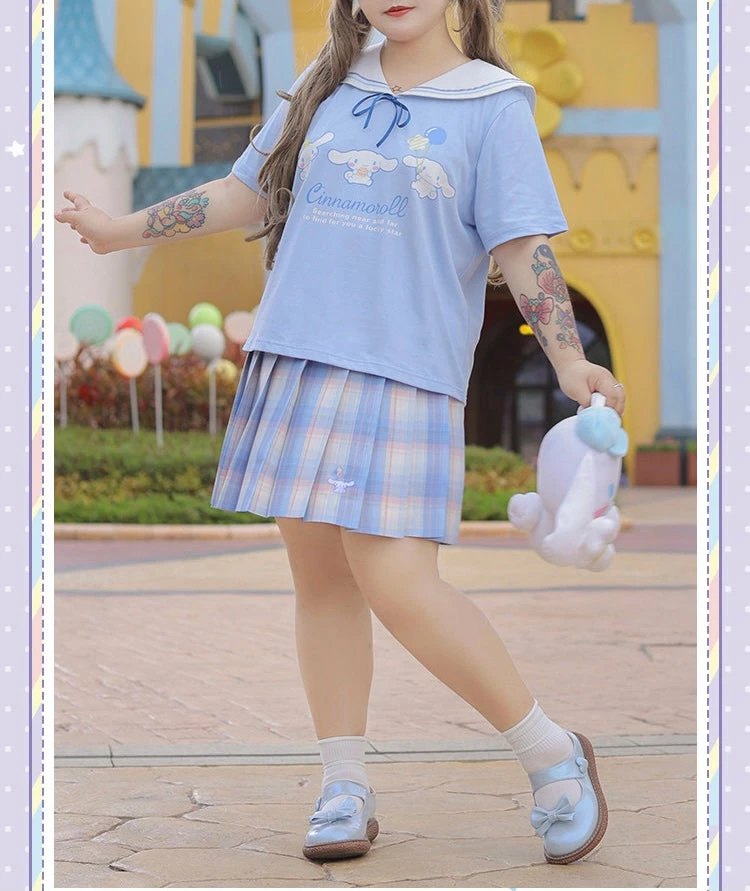EverythingCuteClub Plus Size More Kawaii Pre-order Sanrio Character T-shirt Navy Collar 4 EverythingCuteClub Plus Size More Kawaii Pre-order Sanrio Character T-shirt Navy Collar