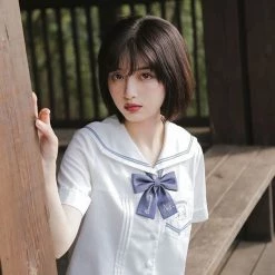 EverythingCuteClub Sanrio Collaboration Cinnamoroll Seifuku Jk Uniform Top White / Blue