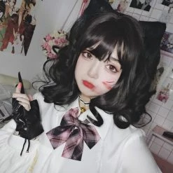 EverythingCuteClub Little Red Black Curly Dolly Bunches Double Pony Tails Hair Wig Cosplay Accessories