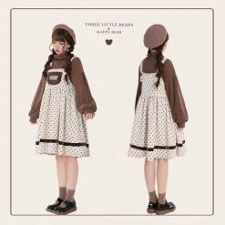 EverythingCuteClub Dress + Rompers Pre-order 3 Little Bears 2021Fw Strap Dress