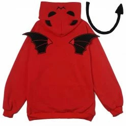 EverythingCuteClub Top Let Us Be Little Demon Red Extra Fleece Dress Pull Over Sweatshirt