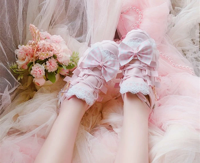 EverythingCuteClub Sweet Lolita Pink Sneakers Handcrafted 5 EverythingCuteClub Sweet Lolita Pink Sneakers Handcrafted