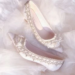 EverythingCuteClub Tea Party Mid Heels Handcrafted Shoes