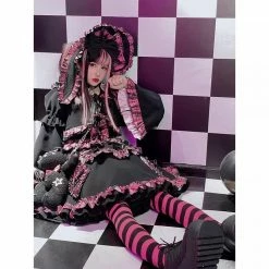 EverythingCuteClub Harajuku Style Dark Goth Loli Bunny Set Top
