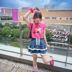 EverythingCuteClub BP Cherry Bear Crop Top / Oversized T-shirt