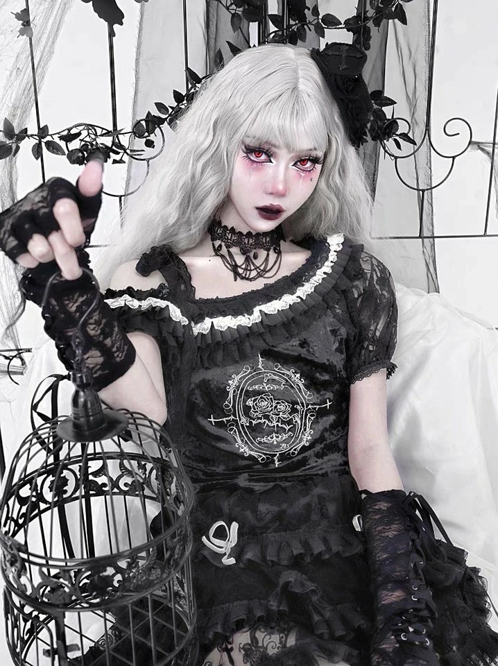 EverythingCuteClub Wish The Dark Off Shoulder Velvet Top 4 EverythingCuteClub Wish The Dark Off Shoulder Velvet Top