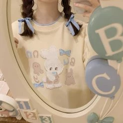 EverythingCuteClub Rabbit Octopus Friends Yellow Sweatshirt Tops