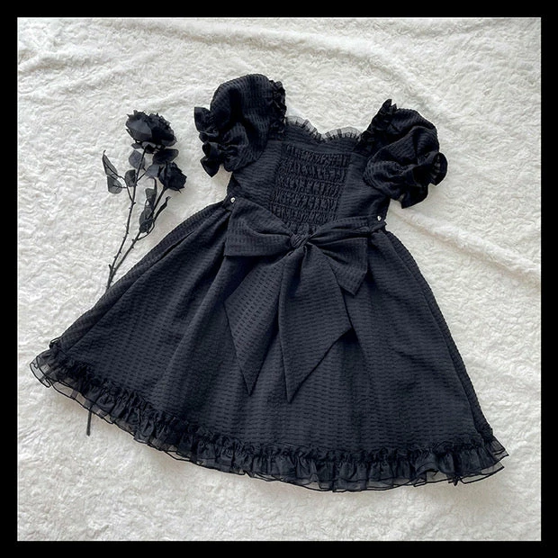 EverythingCuteClub Black Choco Cream Waffle Dolly Dress One Piece Dress 9 EverythingCuteClub Black Choco Cream Waffle Dolly Dress One Piece Dress