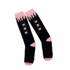 EverythingCuteClub Lingerie + Panties + Sleepwear + Socks Pink Fire Y2k Socks