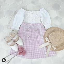 EverythingCuteClub Check Skirt Girly Lace Bottom