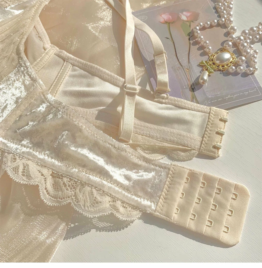 EverythingCuteClub Lingerie + Panties + Sleepwear + Socks Velvet White Rose Bralette 8 EverythingCuteClub Lingerie + Panties + Sleepwear + Socks Velvet White Rose Bralette