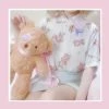 EverythingCuteClub Cream Made Chocolate Bear Doll Collar Short Sleeve Shirt