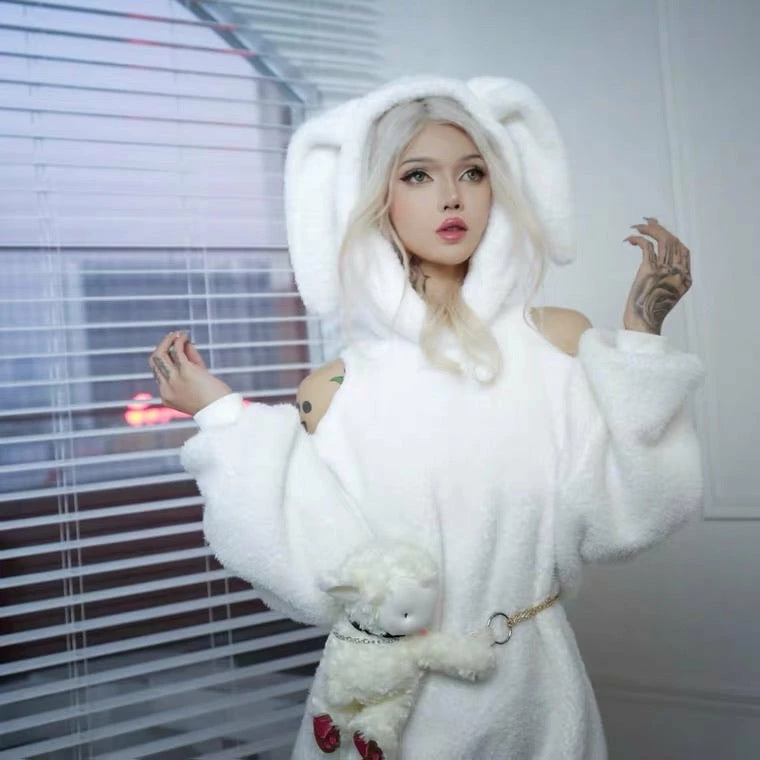 EverythingCuteClub Top White Bunny Pull Over Hoodie 8 EverythingCuteClub Top White Bunny Pull Over Hoodie