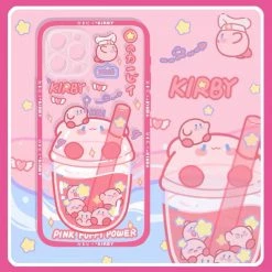 EverythingCuteClub Kirby Bubble Tea Silicon Phone Case Phone Cases + Ipad Cases