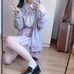 EverythingCuteClub Bottom First Love Plaid Skirt Pink Purple Pastel